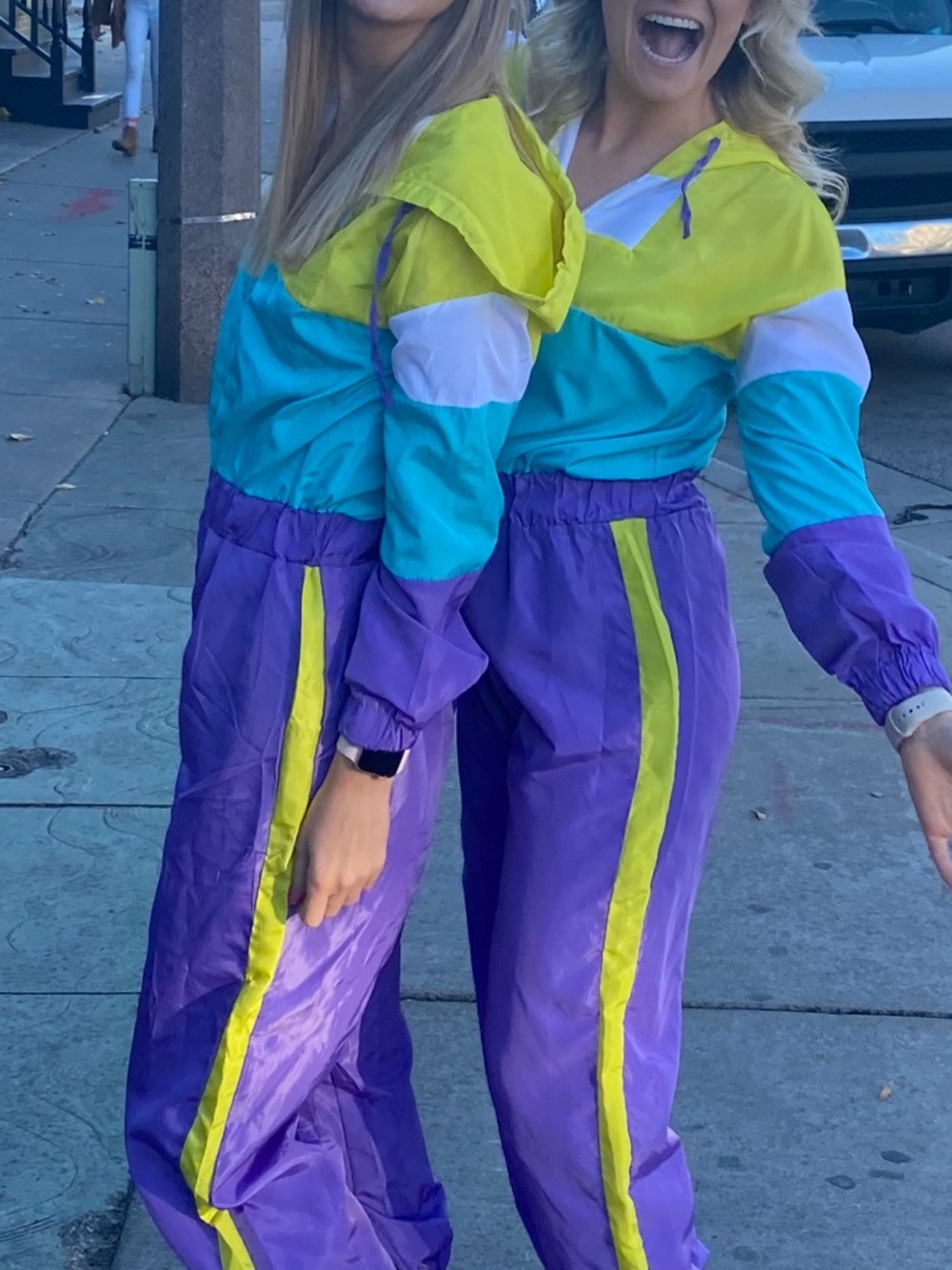Women’s Colorblock Windbreaker Jumpsuit - Purple & Teal